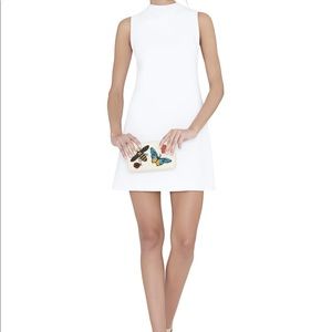 Alice+Olivia Coley Mock Neck Sleeveless White Shift Dress 6 Mini